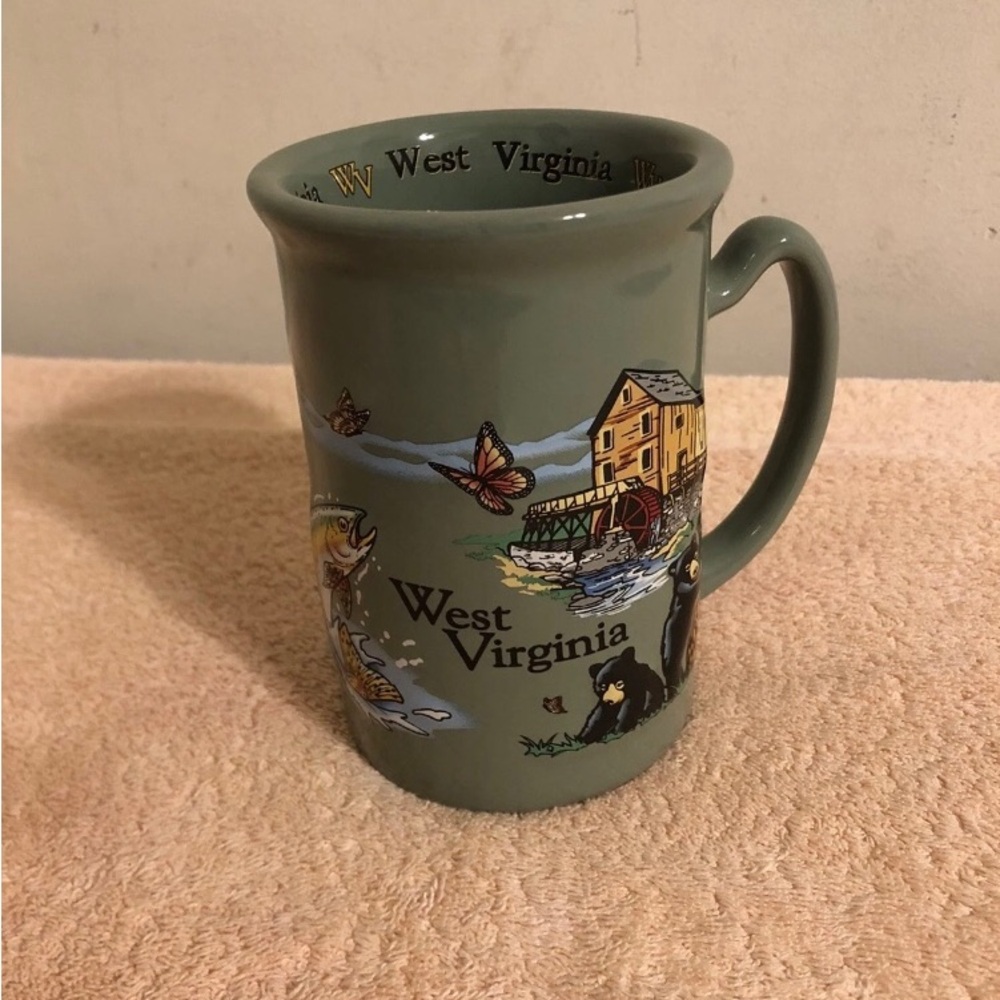 West Virginia Souvenir Coffee or Tea Mug Raised Pictures 5 1/2” Tall